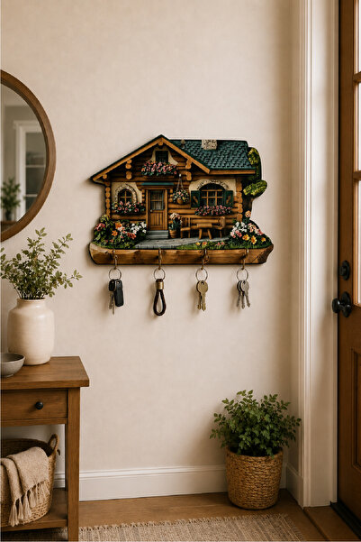 no77decor Rustik Ahşap Dağ Evi Temalı Dekoratif Duvar Askılı Anahtarlık – 3D ...