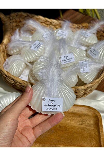 Markasız ucuz İstiridye mum tüy süslemeli (10 adet )