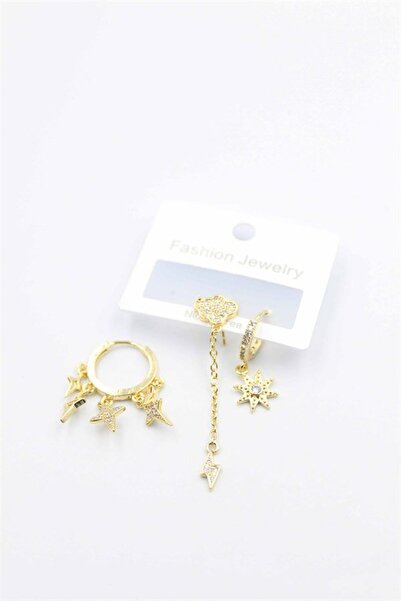 atastore2017 3-Piece Cloud Earrings - Gold