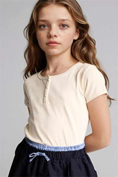DeFacto Slim Fit Rib Knit T-Shirt Girl Child G1134A826Sm