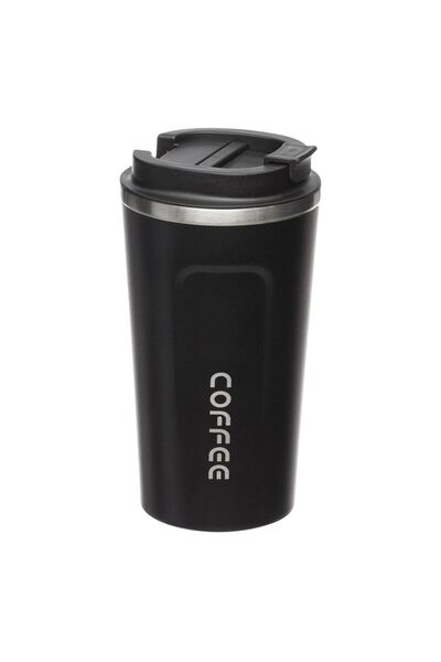 Zumzeria Black Metal Thermos Cup & Lid with Spout 500ml
