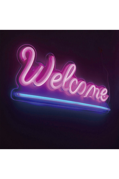 Zumzeria LED Neon Lamp Pink & Blue 'Welcome' 41x16cm