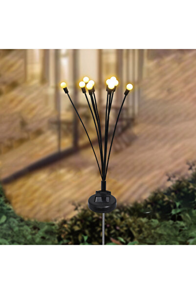Zumzeria Lampă solară neagră cu 10 șiruri cu LED-uri albe 73cm