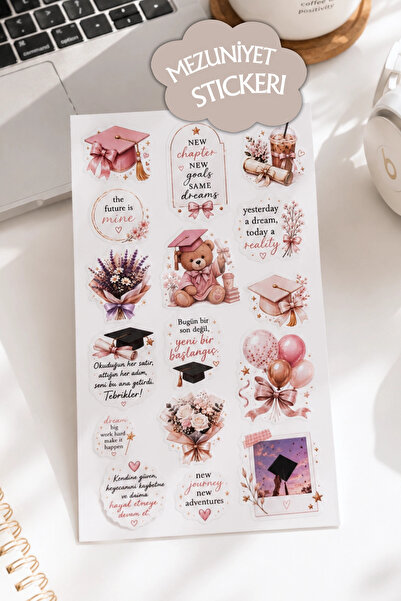 TrendDeco Bayanlar İçin Mezuniyet Temalı Sticker Seti Bullet Journal Scrapboo...