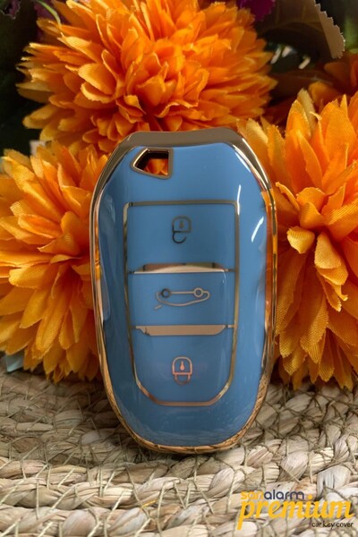 sarıalarm Premium Peugeot 5008 3008 Citroen C3 C4 Smart Gri-Mavi Oto Anahtar ...