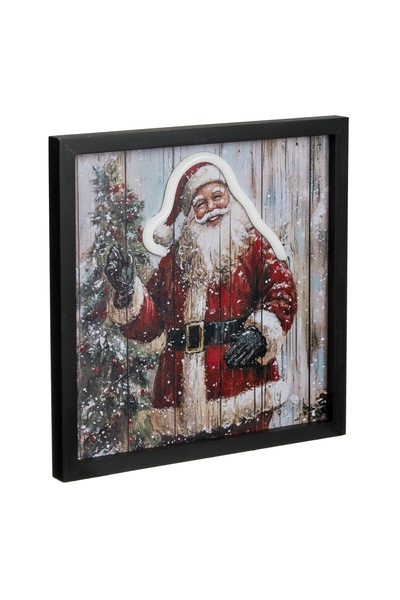 Zumzeria Tablou de Crăciun cu Moș Crăciun cu LED-uri neon și USB 25x25cm