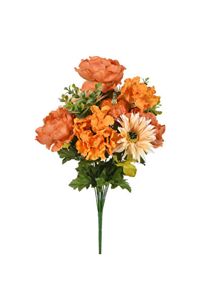 Zumzeria Autumn Decorative Bouquet with Flowers & Orange Pumpkin 53cm