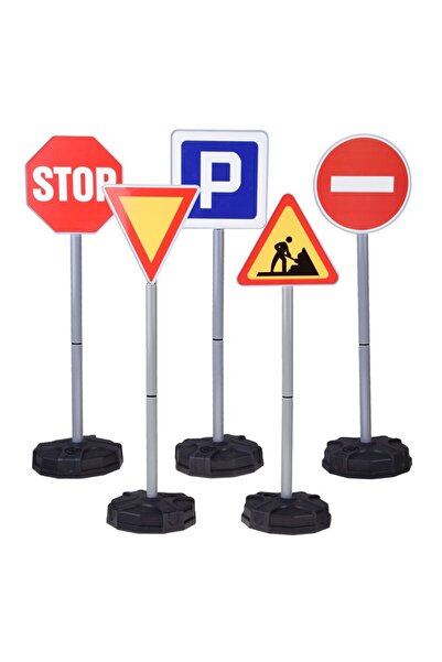 Jokomisiada Set joaca educativ, 5 indicatoare rutiere, Inaltime 77 cm, 3 ani ...
