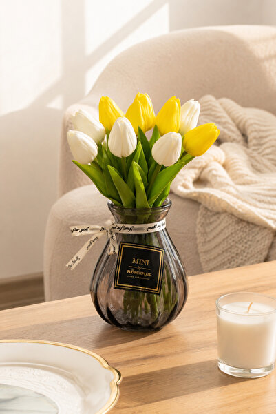 Porsima Dhz90223-1 Decorative Glass Vase Anthracite 15Cm-600Ml