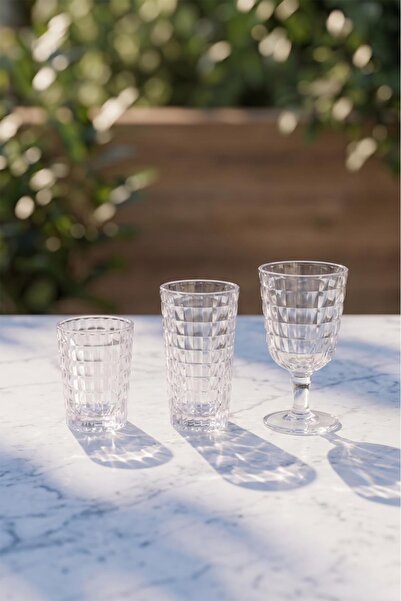 EWs Acrylic Allegra Transparent 18 Piece Water Soft Drink Coffee Side Glass 4...