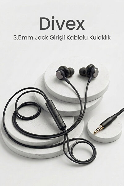 Divex 3.5mm Jack Girişli Android Ve İOS Cihazlara Uyumlu Kablolu Kulaklık