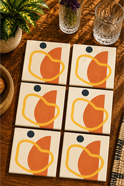 JHAAR Abstract - Bohemian - Geometric Themed Modern Set of 6 Coasters - Uv Pr...