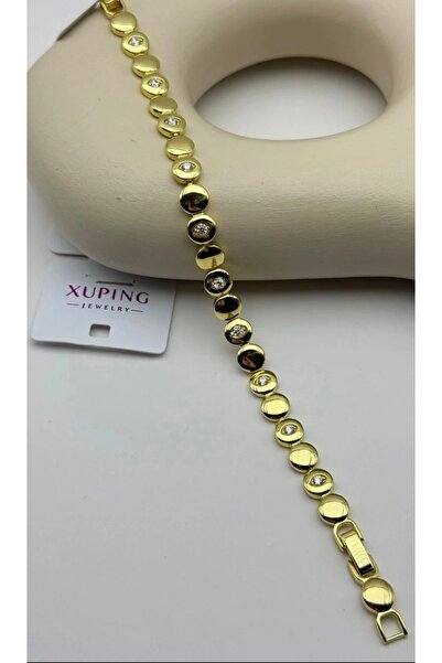 XUPING JEWELRY سوار ذهبي اللون من Xuping Jewelery مزين بحجر مرصع