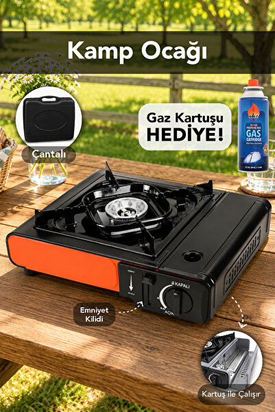 Fischer Emniyet Kilitli Kamp Ocağı - Taşıma Çantalı Kırmızı Tekli Ocak 1 Adet...