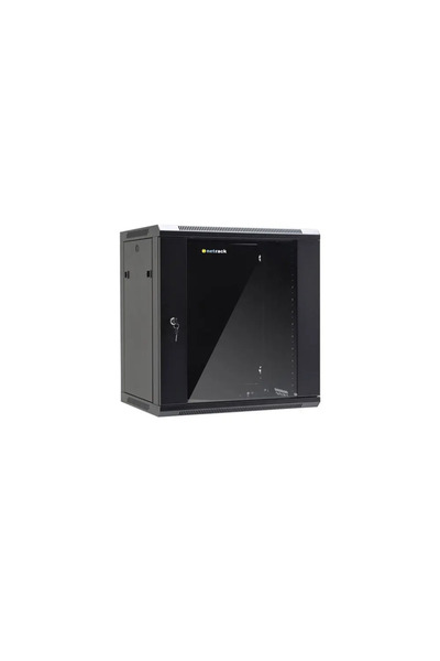 Netrack Dulap de perete de 19 inch, 12U/600x450mm - negru, uși din sticlă, pe...