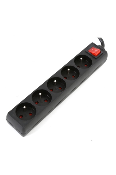 Omega Prelungitor cu priză multiplă 1.5M 16A 5 prize tip E negru [41105]