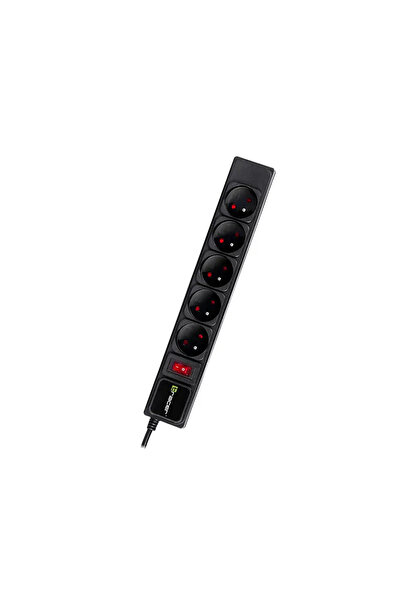 Tracer Prelungitor anti-supratensiune PowerGear cu 5 prize, 1,5 m, negru (TRA...