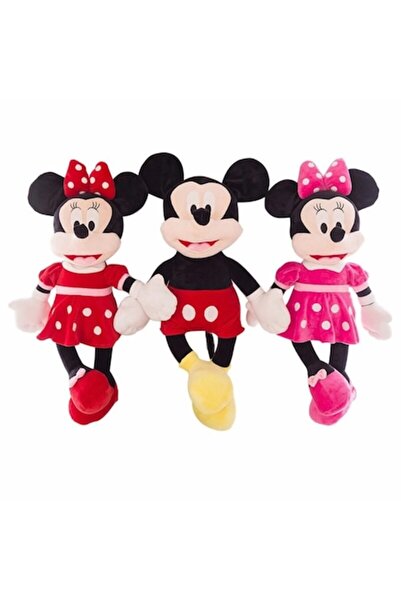 OEM Set 3 plusuri Minnie si Mickey Mouse zambitoare, 28 cm, jucarii moi din p...