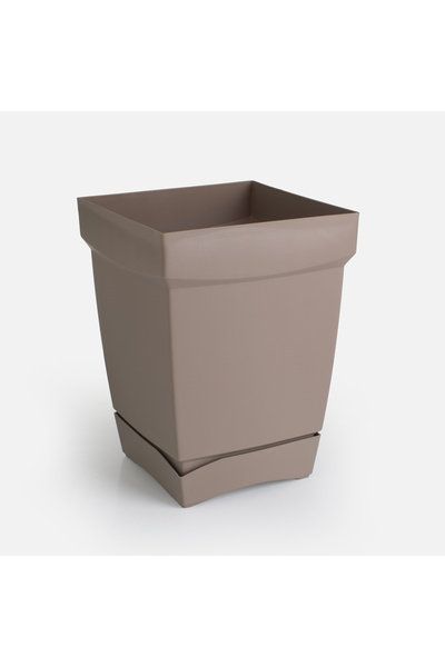 Zumzeria Ghiveci pătrat bej cu tavă integrată 21.2x21.2x28.7cm - 8.7L