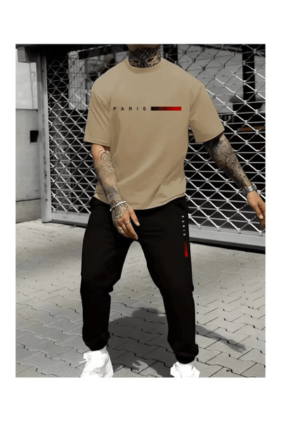 Eritqaa Paris Written Beige Tracksuit Set