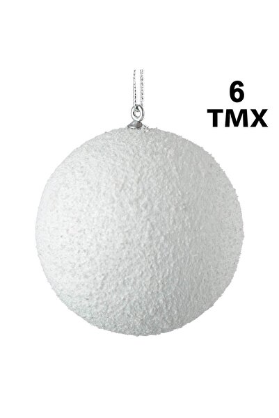 Zumzeria Creative Christmas Set White Glitter Foam Ornaments 8cm - 6pcs