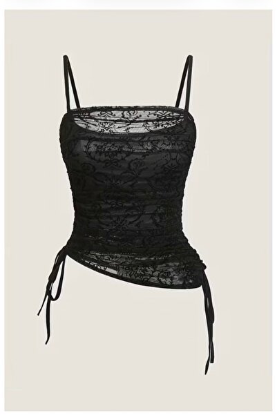 Köstebek Transparent Lace Strap Gothic Strapless Blouse