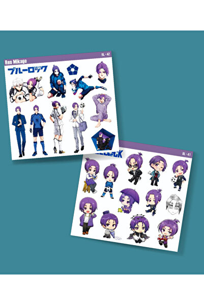 MiniThingsArt Anime BlueLock Reo Mikage-parlak kağıt -2li sticker set-futbol ...