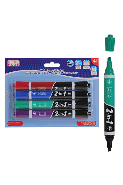 Zumzeria Double Marker Red Blue Green Purple with Black for Whiteboard - 4 pcs