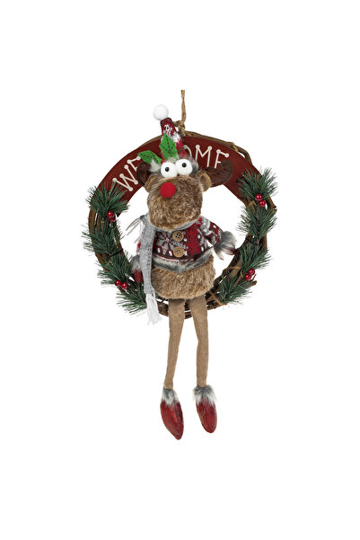 Zumzeria Wooden Christmas Decoration Grey Deer Wreath 30cm