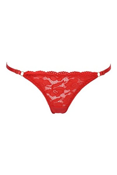 Zumzeria Adjustable Elastic Lace Red Thong for Women
