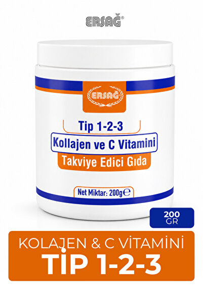 Ersağ Tip 1-2-3 Kollajen ve C Vitamini Takviye Edici Gıda 200 Gr