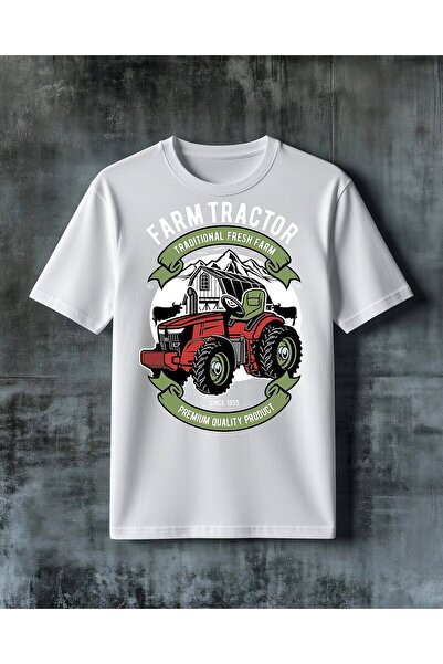 COMVİCHO Traditional Farm Red Printed Oversized T-Shirt