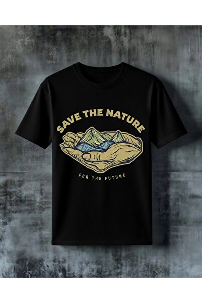 COMVİCHO تي شيرت مطبوع كبير الحجم من Save Nature Dag Eline