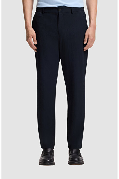 BOSS Men's Regular Fit Straight Leg Navy Blue Trousers