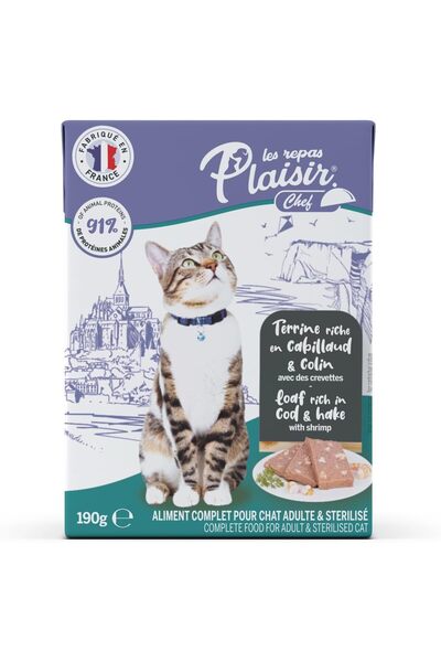 Plaisir Chef Cat Food – Salmon Loaf with Spinach & Cream, 190g – Gourmet Meal...