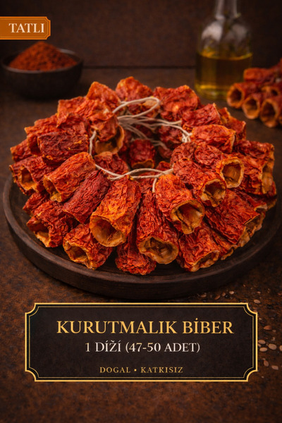 Gaziantep Kurutmalık Biber Tatlı 1 Dizim (47-50 Adet)