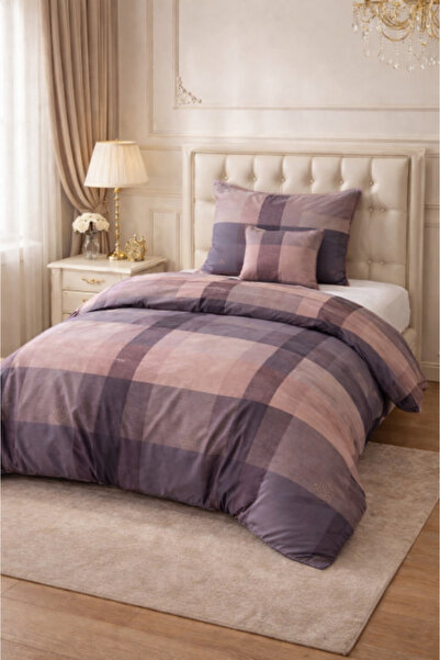 Sendia Bed linen 1 person 140 x 200 cm, modern plaid model, 3 pieces, cotton