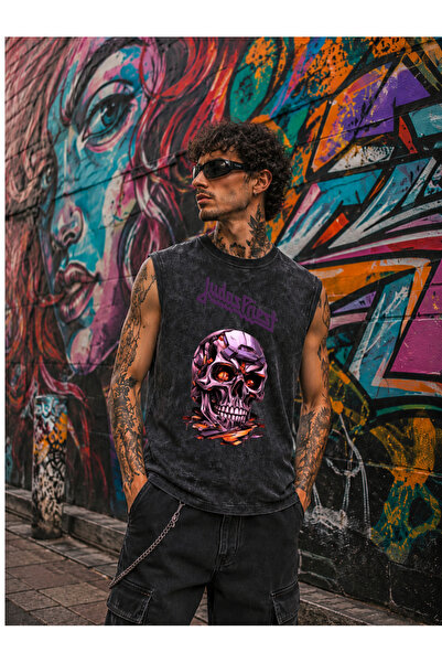 FREAK T-SHIRT Judas Priest Heavy Metal Vintage Oversize T-Shirt με Μανίκια Zero