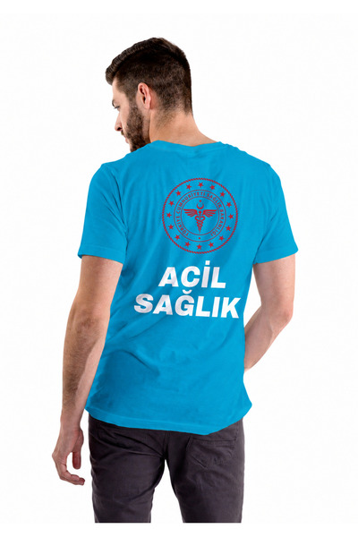 Chicheva 112 Acil Sağlık Tişört Turkuaz Erkek %100 Pamuk Rahat Kalıp Bisiklet...