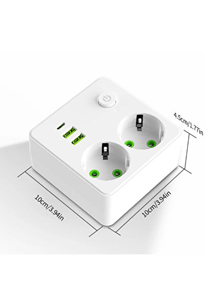 Choice1 EU WHITE EU Plug Outlet 2 Sockets Multitap Wall Power Strip Electrica...