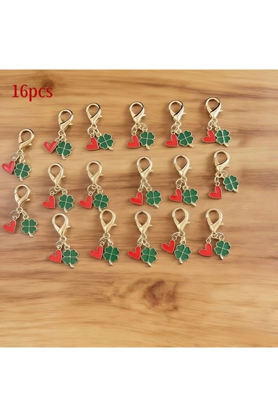 Choice1 6 cm 16pcs 8/16Pieces Four-leaf clover heart keychain set ，Suitable f...