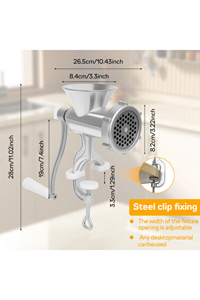 Choice Silver Manual Meat Grinder Rustproof Meat Grinder Sausage Maker With 3...