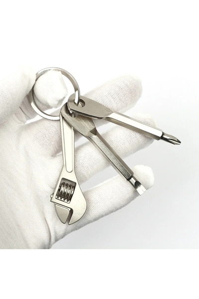 Choice 3pcs Silver Stainless Steel Keychain Multitool - Mini Wrench, Screwdri...