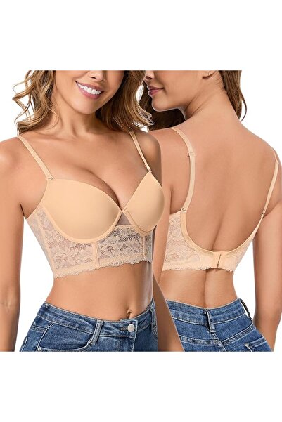 Dotail SERSARY women's bra, backless, underwire, push-up, lace, removable mul...