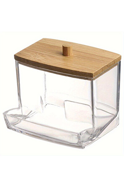 Choice transparent Cotton Swab Storage Box, Bamboo Cover Cotton Storage Box, ...