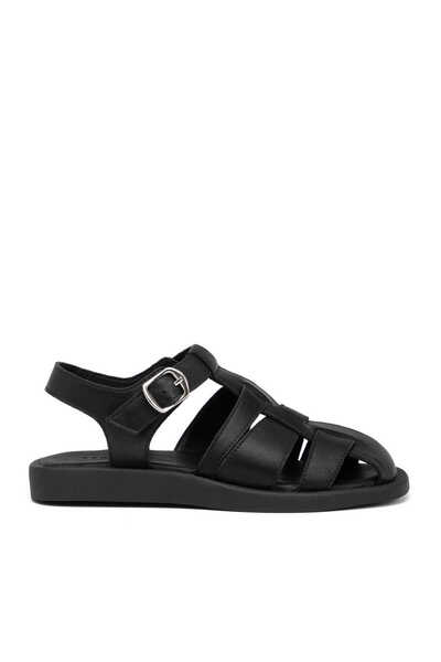 Tergan Siyah Hakiki Deri Kadın Sandalet - K25Y1SN68106-A23