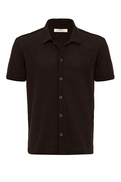 S13 Store Polo Yaka Örme Kısa Kollu Erkek Gömlek