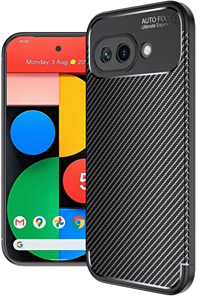 bestcase Прост TPU матов калъф за Google Pixel 9a, карбонов калъф, черен
