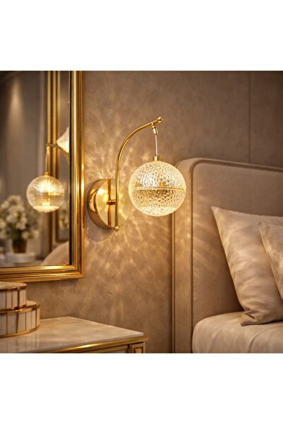 Elektroyou SNM2050 Gold 3 Renk Ledli Lüks Modern Sarkık Tekli Ledli Aplik