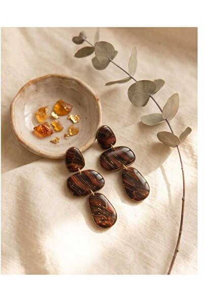 Dodemert Home Coffee Wave Polymer Clay & Epoxy Handmade Design Earrings